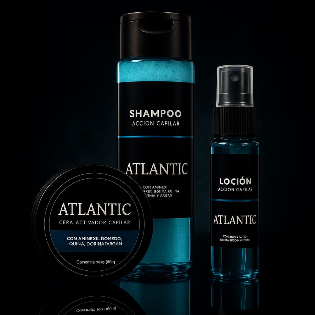 Kit Esencial Atlantic (1 Loción, 1 Cera, 1 Shampoo)