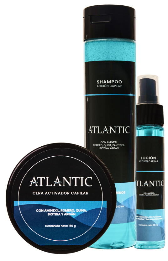 Kit Fuerza y Vitalidad Atlantic (2 Lociones, 1 Cera, 1 Shampoo)
